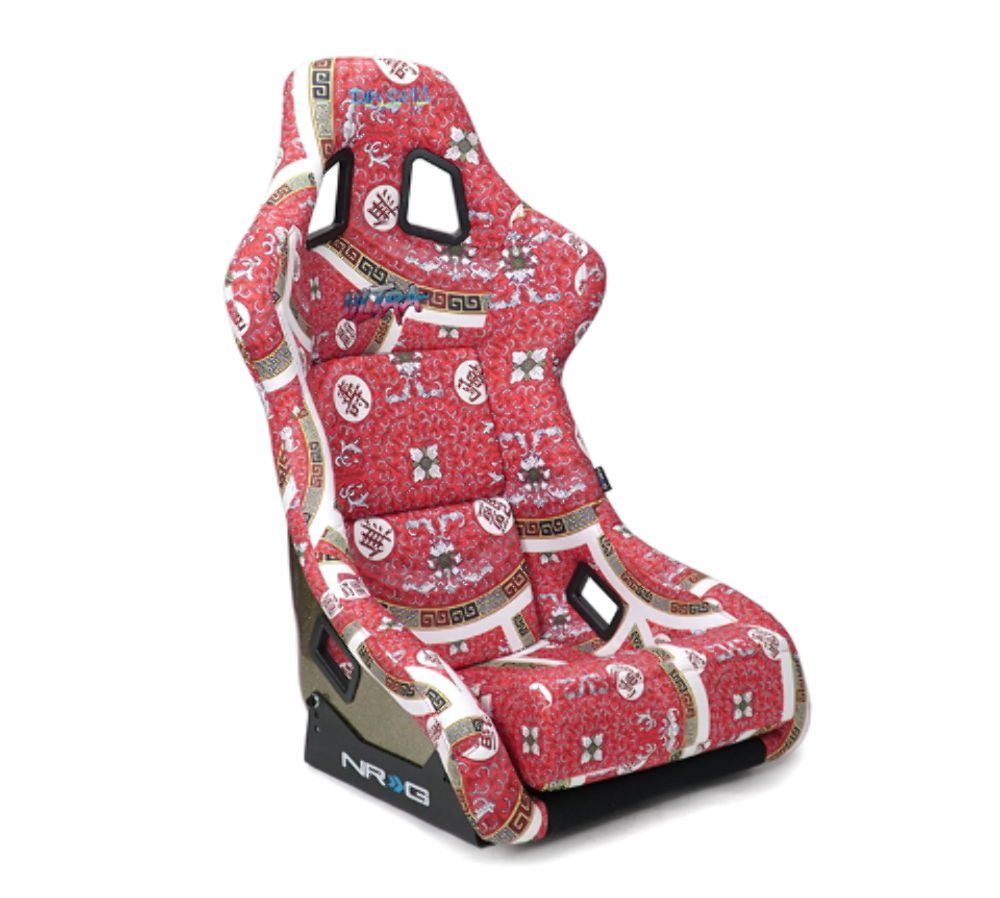 FRP Bucket Seat PRISMA- Oriental Longivity Plate edition in vegan material with gold pearlized back plus phone pockets. (Large)