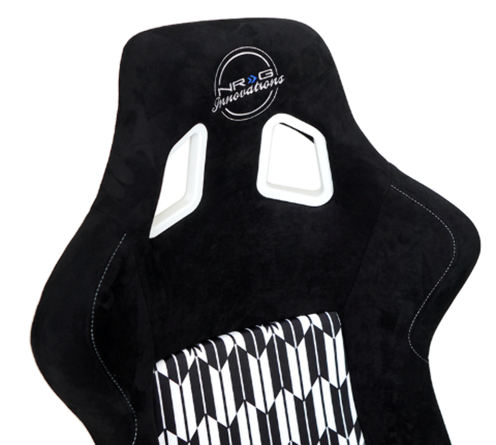 FRP Bucket Seat Vegan Suede with Black and White Yaba Print (Large