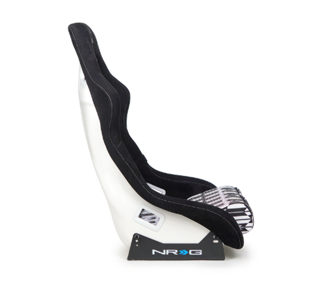 FRP Bucket Seat Vegan Suede with Black and White Yaba Print (Large