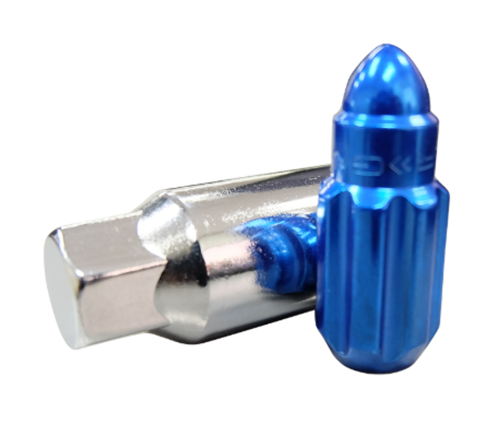 M12 x 1.5 Steel Lug Nut Set Bullet Shape 21 pc Blue W/ Lock Key