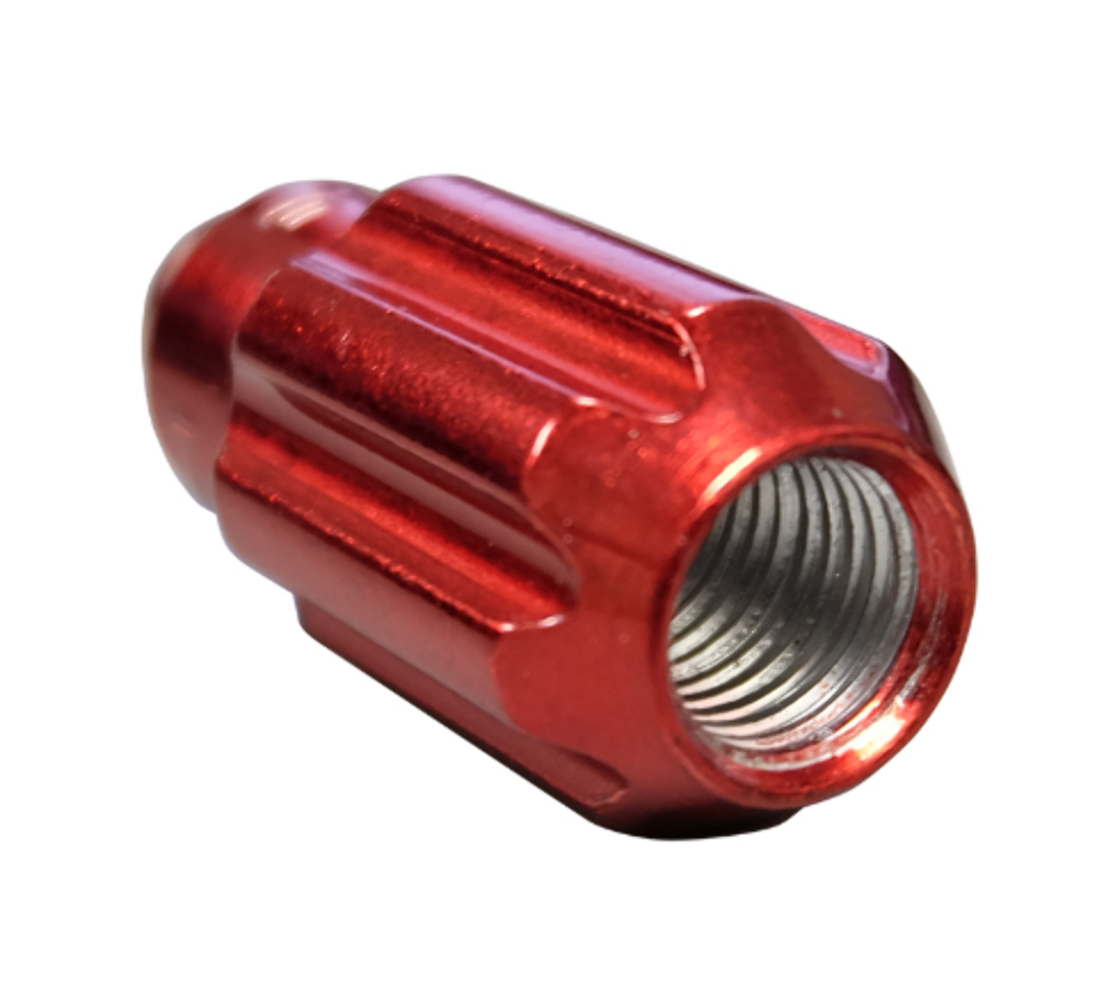 M12 x 1.5 Steel Lug Nut Set Bullet Shape 21 pc Red W/ Lock Key