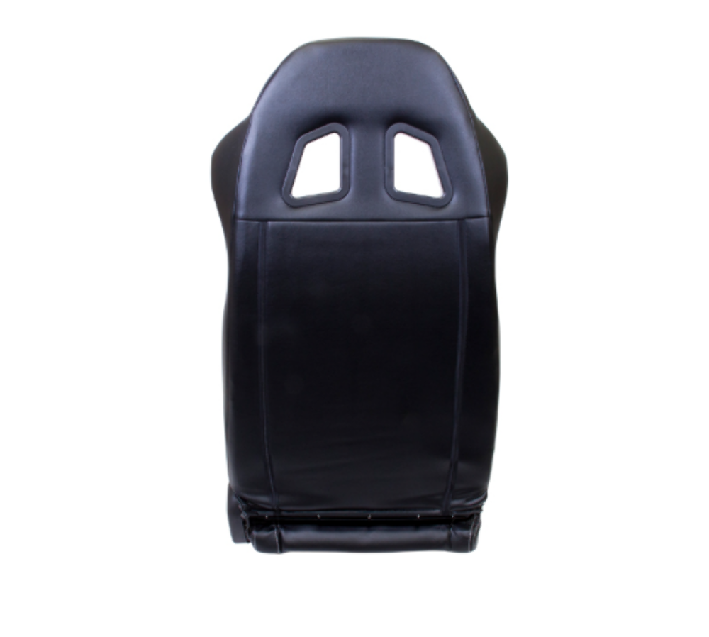 Reclinable Racing Seat, Black Leather, White Stitching w/ Logo