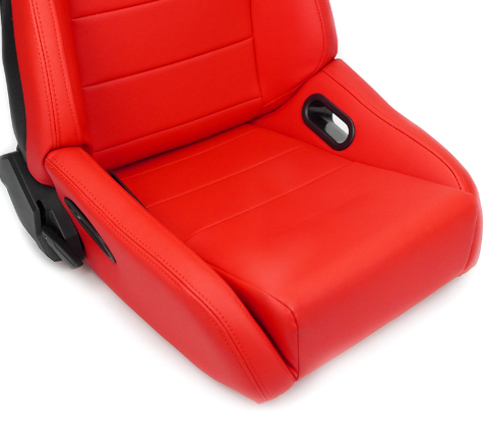 Omega Reclined Seat with large side support Red Vegan Leather with Black Carbon Vinyl Back with Embossed NRG logo( Price Showned in Pairs)