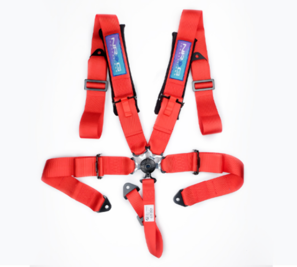 SFI 16.1 5pt 3 inch Seat Belt Harness with pads / Cam Lock - Red 06/21