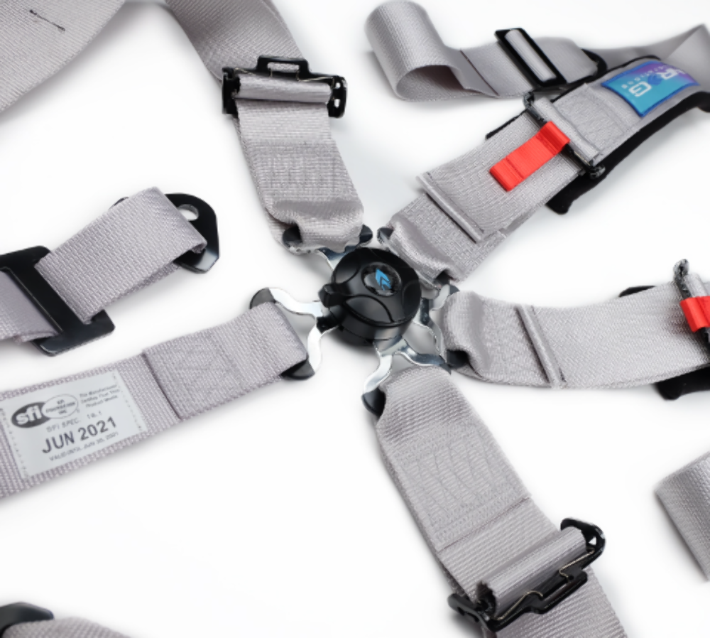 SFI 16.1 5pt 3 inch Seat Belt Harness with pads / Cam Lock - Silver 12/22