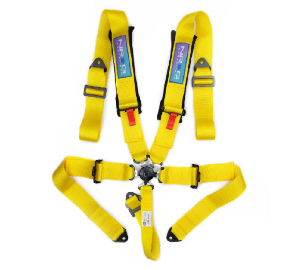 SFI 16.1 5pt 3 inch Seat Belt Harness with pads / Cam Lock - Yellow 12/22