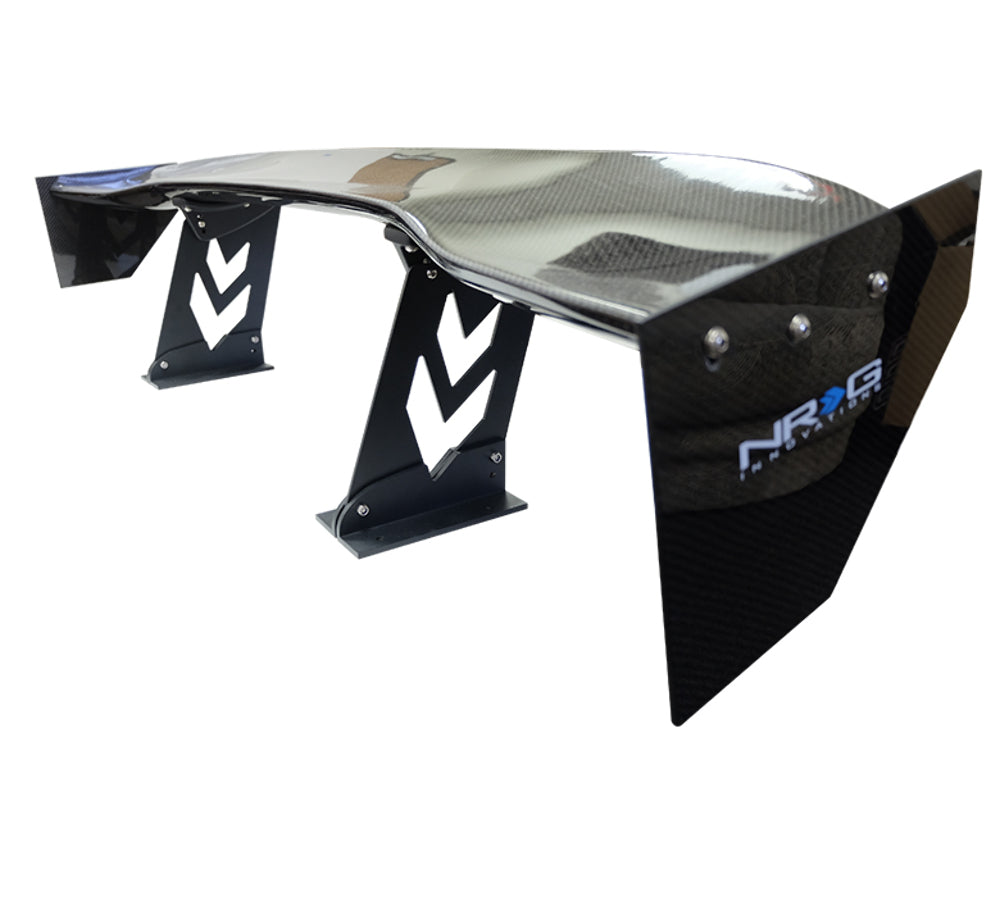 Carbon Fiber Spoiler - Universal (59") w / NRG arrow cut out stands and NRG logo large end plates