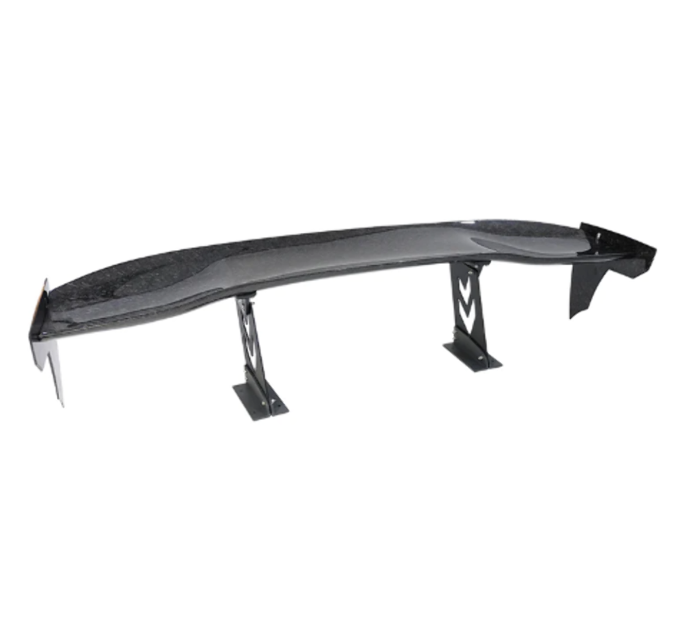 Forged Carbon Fiber Spoiler - Universal (59") w / NRG arrow cut out stands and NRG logo large agreesive end plates ( adjustable)