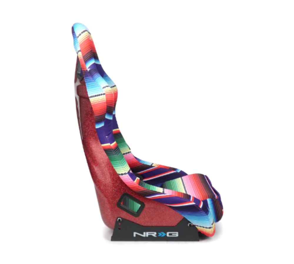 FRP Bucket Seat PRISMA- Serepi Edition with red pearlized back in vegan material. plus phone pockets. (Large)