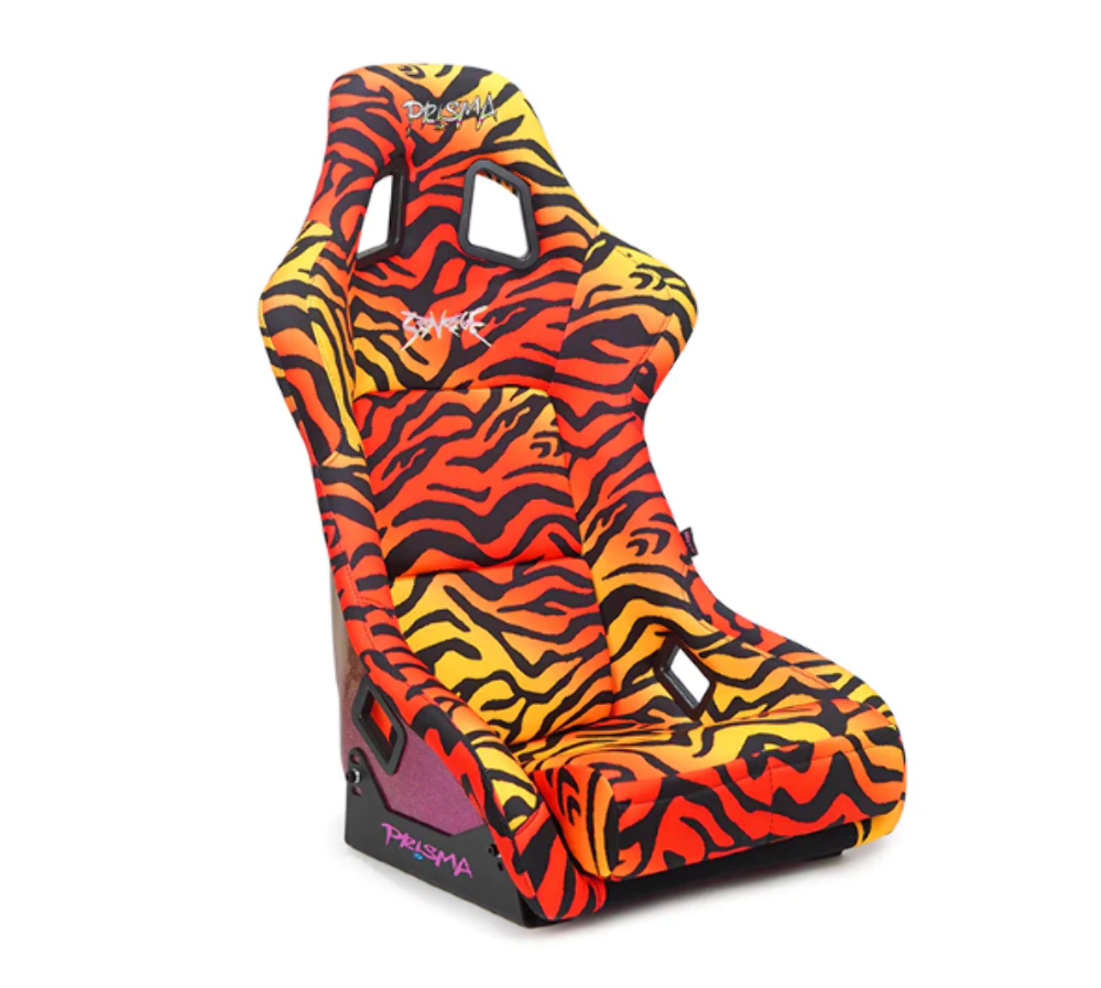 FRP Bucket Seat PRISMA- SAVAGE II Edition in vegan mateirla with hombre pealized PINK and plus phone pockets. (Large)