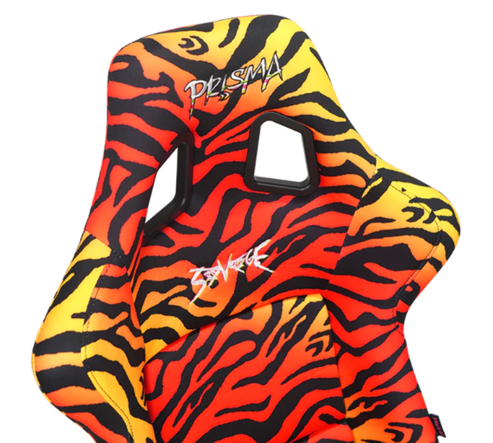 FRP Bucket Seat PRISMA- SAVAGE II Edition in vegan mateirla with hombre pealized PINK and plus phone pockets. (Large)