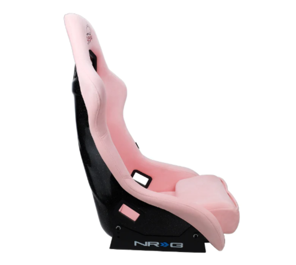 FRP Bucket Seat PRISMA Edition with pearlized back. All Pink alcantara vegan material. (Medium)