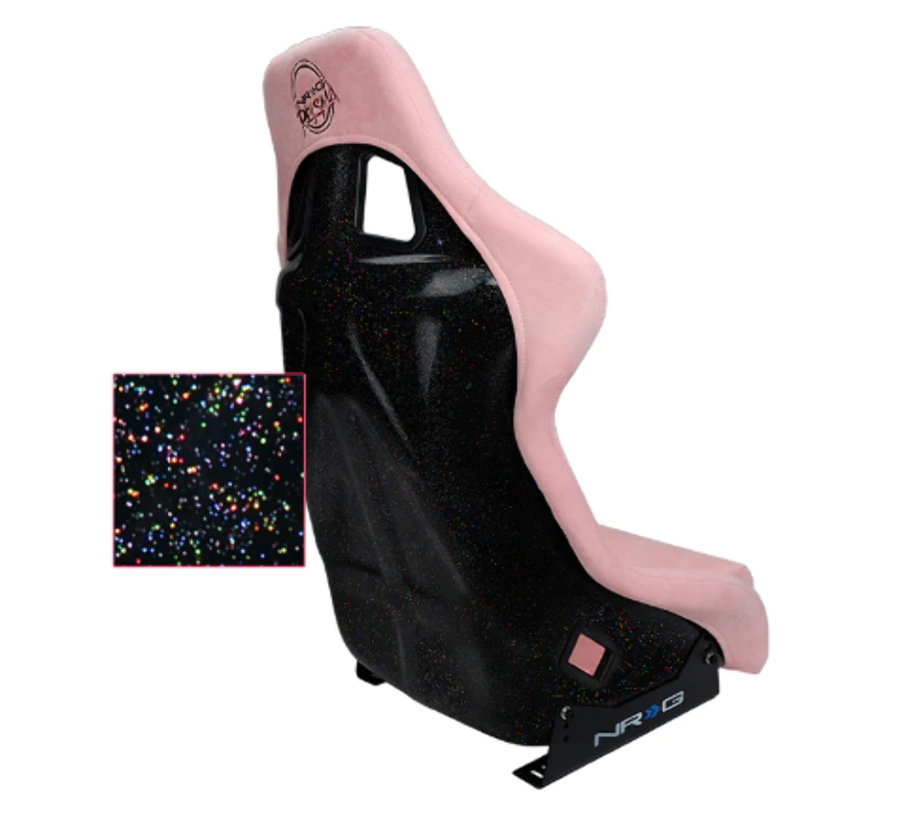 FRP Bucket Seat PRISMA Edition with pearlized back. All Pink alcantara vegan material. (Medium)