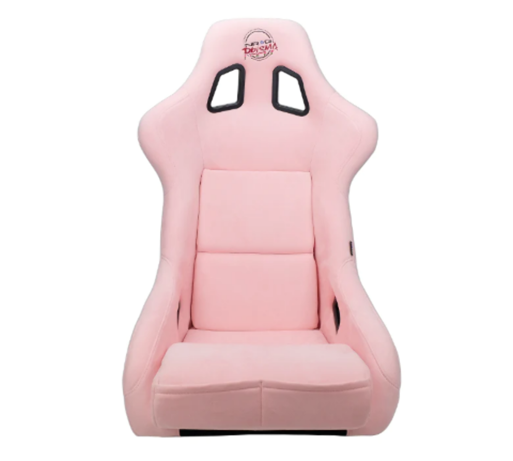 FRP Bucket Seat PRISMA Edition with pearlized back. All Pink alcantara vegan material. (Medium)