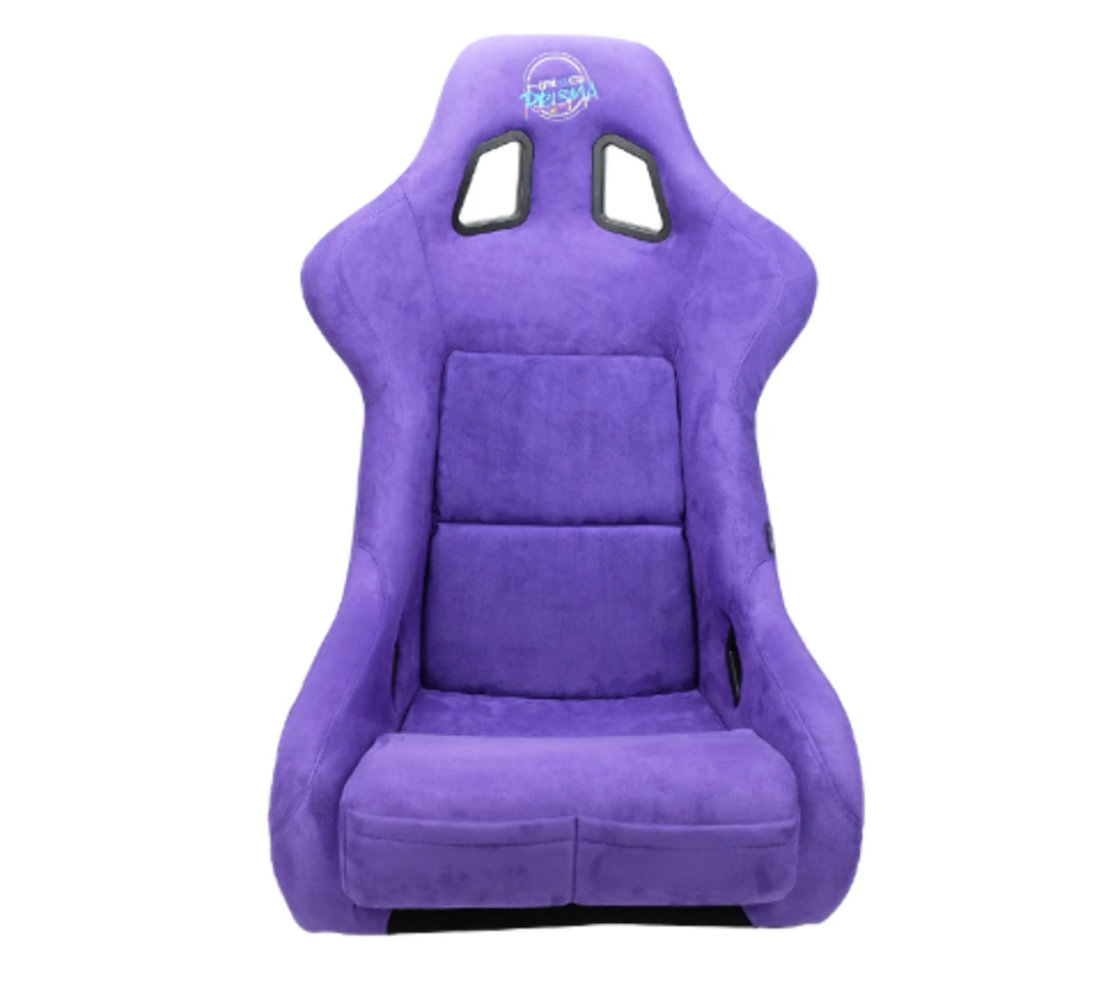 FRP Bucket Seat PRISMA Edition with pearlized back. All Purple alcantara vegan material. (Medium)
