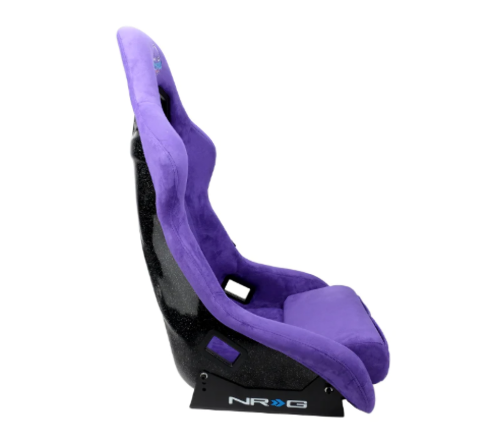 FRP Bucket Seat PRISMA Edition with pearlized back. All Purple alcantara vegan material. (Medium)