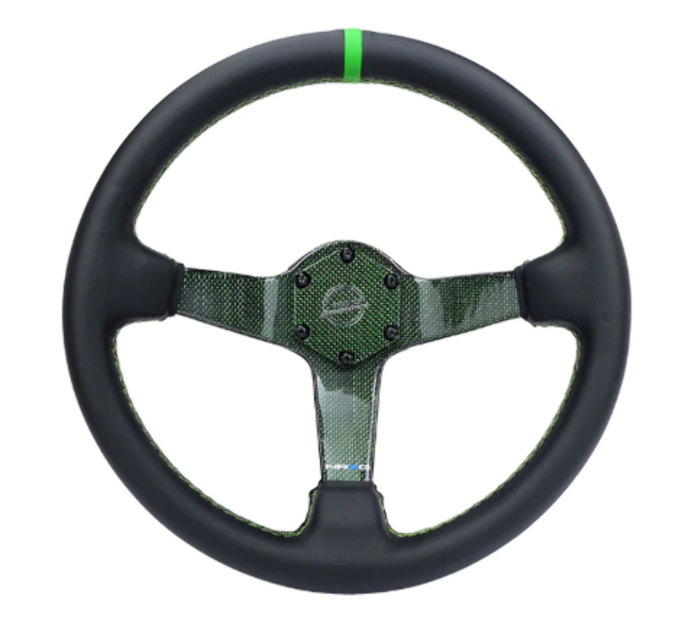 CARBON FIBER STEERING WHEEL 350mm Gold Carbon Fiber, Gold stiching, Gold center mark, Leather
