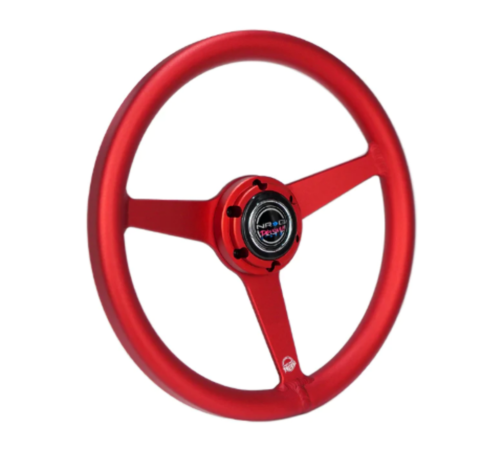 All Aluminum Steering Wheel 330mm - Heritage Solid Spoke- Ergonomic Grip- Anadized Red