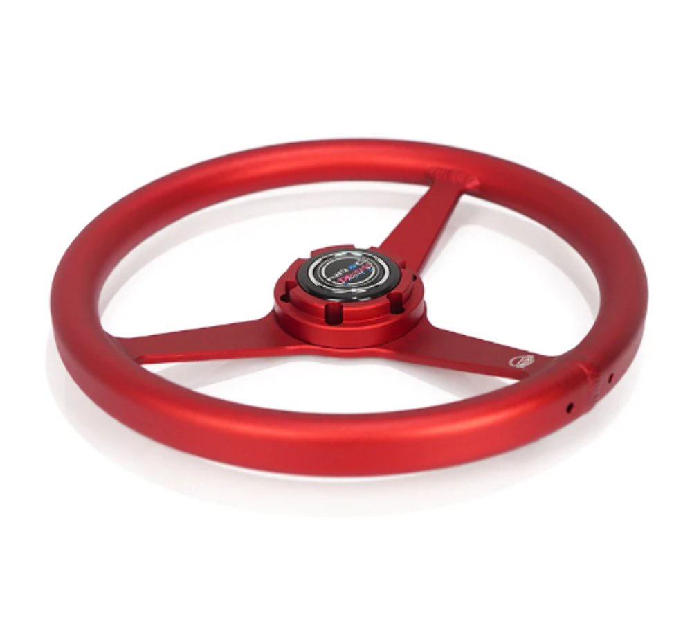 All Aluminum Steering Wheel 330mm - Heritage Solid Spoke- Ergonomic Grip- Anadized Red