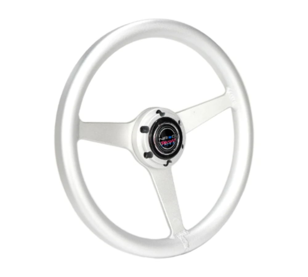 All Aluminum Steering Wheel 330mm - Heritage Solid Spoke- Ergonomic Grip- Anadized Silver