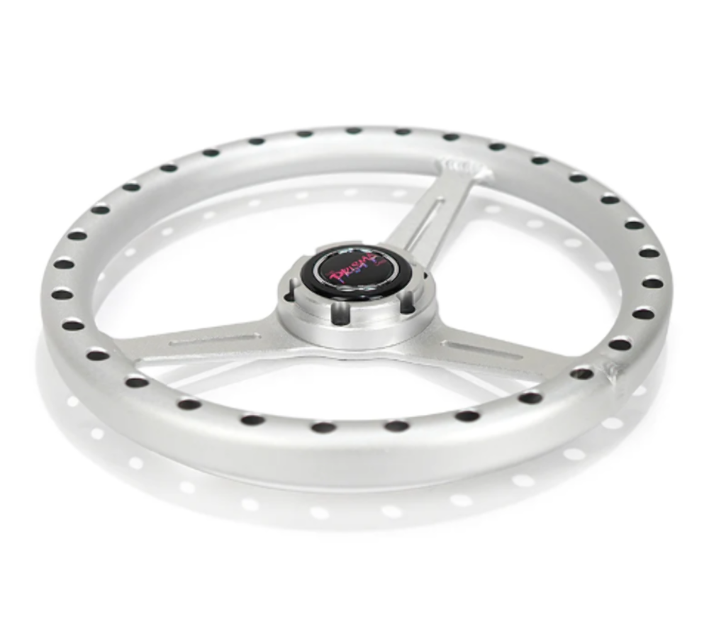 All Aluminum Steering Wheel 330mm - Extra Light- Ergonomic Grip- Anadized Black