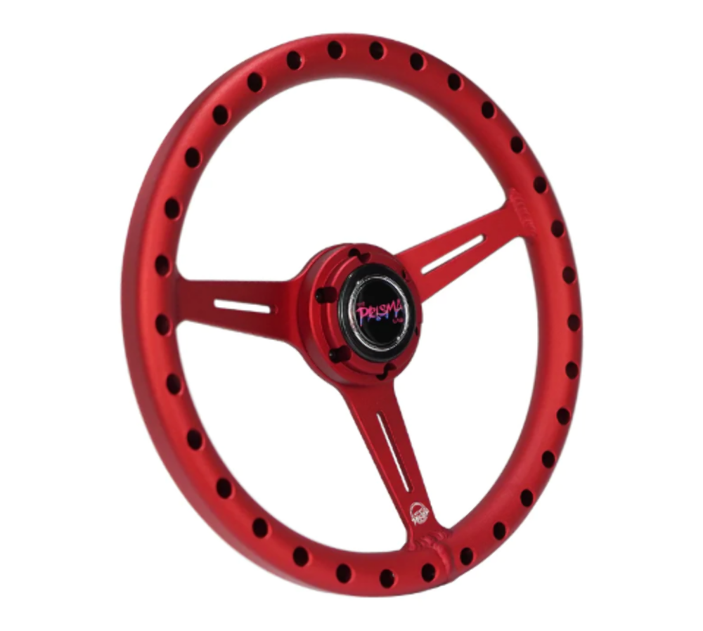 All Aluminum Steering Wheel 330mm - Extra Light- Ergonomic Grip- Anadized Black
