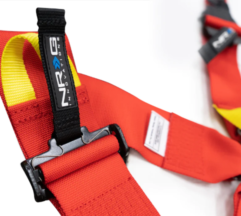 FIA Approved 6pt 2 inch Shoulder Belt for HANS device. Rotary Cam Lock Buckle, 3" Waist Belt and Crutch Belt - Red