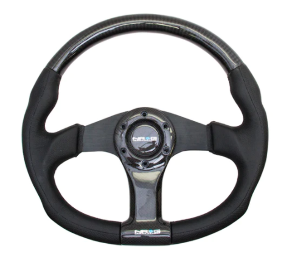 CARBON FIBER STEERING WHEEL 350mm BLACK OVAL SHAPE