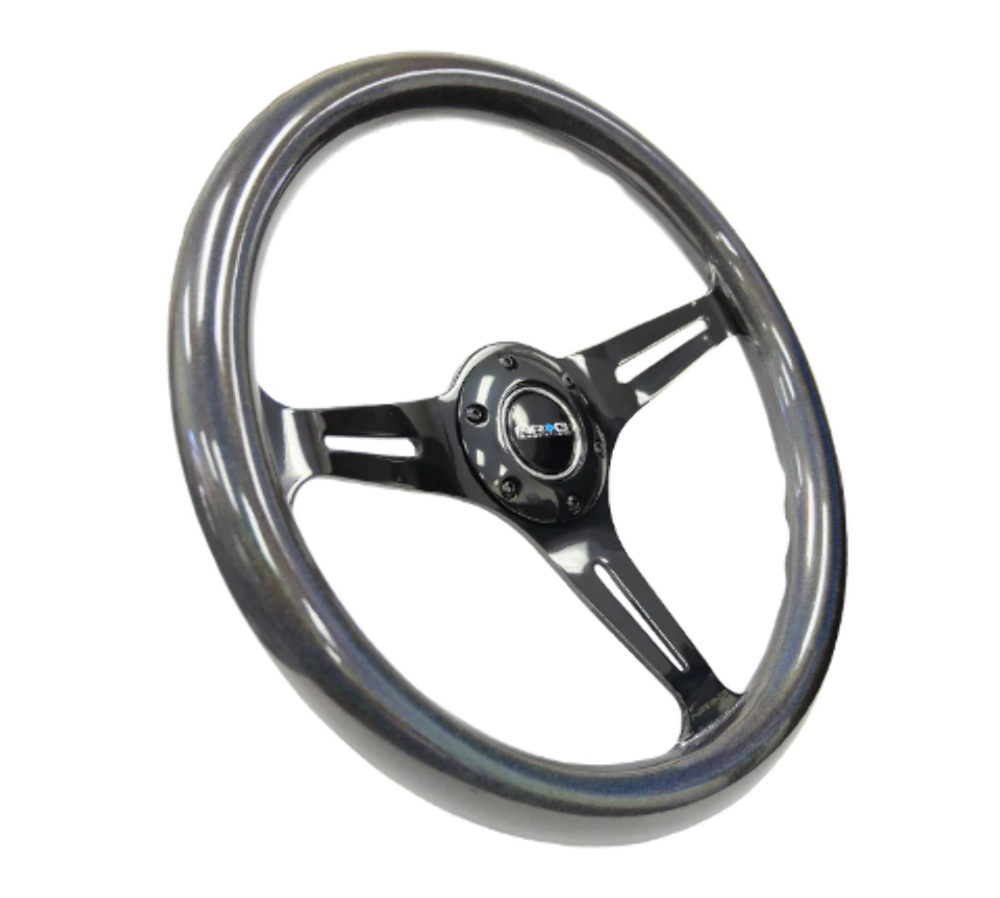 Chameleon Classic Wood Grain Wheel- 350mm 3 Neochrome spokes- pearlescent Paint Grip