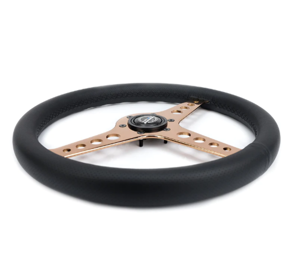 Light Weight Gaming Steering Wheel: Driftz- Made with perforated leather, light weight composits and NeoChrome spoke with holes.