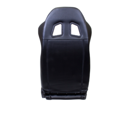 Reclinable Racing Seat, Black Leather, White Stitching w/ Logo