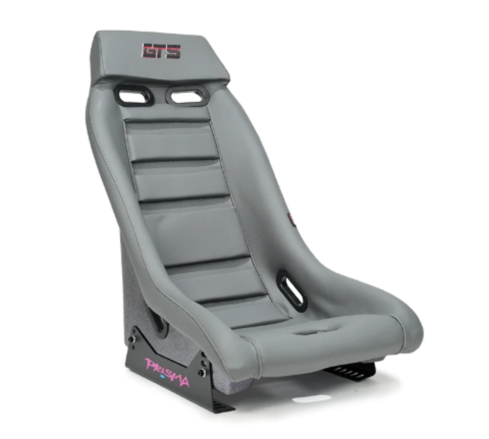 GTS Retro Bucket Seat features Gunmetal PVC Leather, Gunmetal stitching, Colorful multi color Fiberglass back with glitter