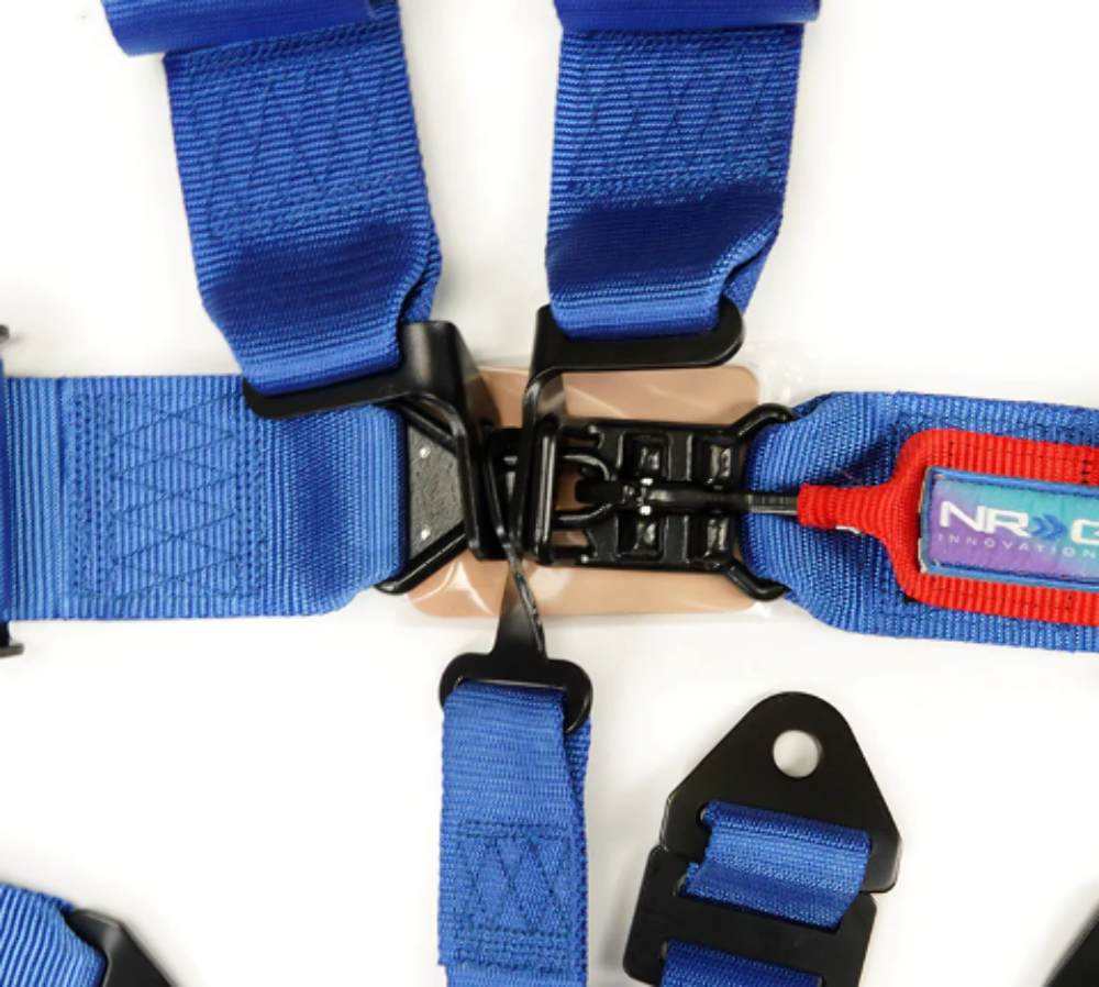 SFI 16.1 5pt 3 inch Seat Belt Harness with pads / Latch Link - Blue 12/22