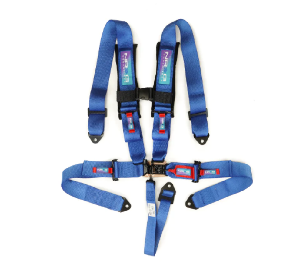 SFI 16.1 5pt 3 inch Seat Belt Harness with pads / Latch Link - Blue 12/22