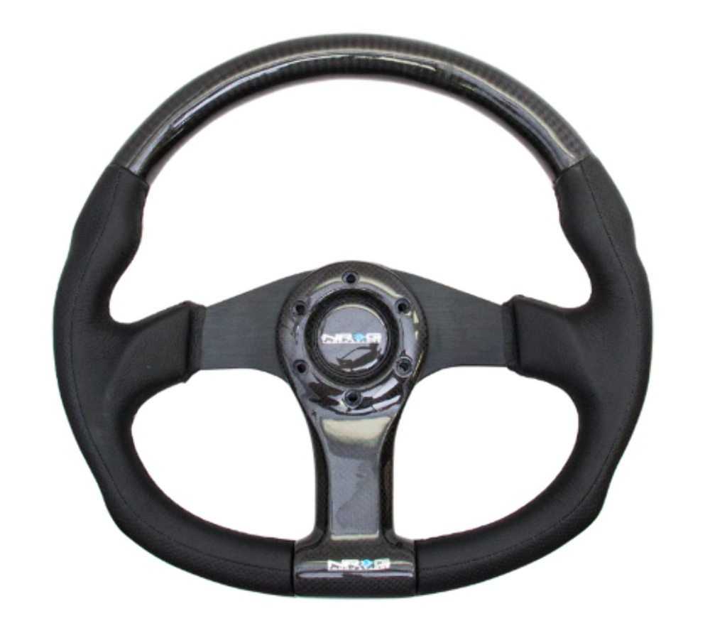 CARBON FIBER STEERING WHEEL 350MM BLACK CARBON OVAL SHAPE