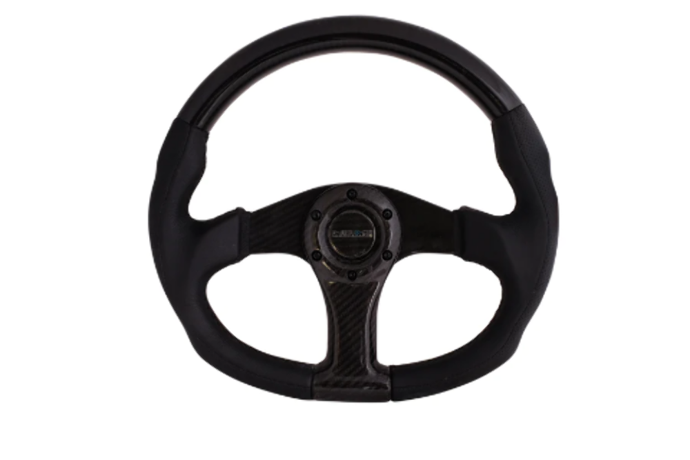 CARBON FIBER STEERING WHEEL 350MM BLACK CARBON OVAL SHAPE