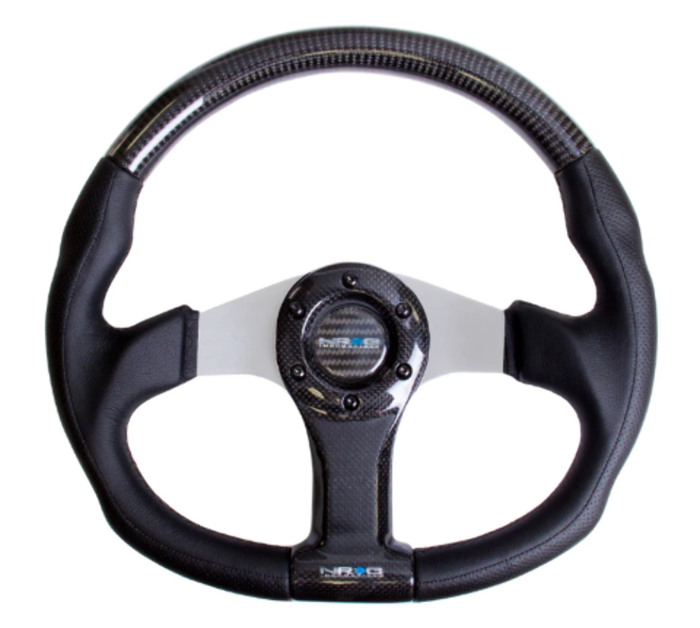 CARBON FIBER STEERING WHEEL 350MM BLACK CARBON OVAL SHAPE